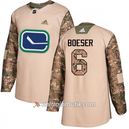 Män Ishockey Vancouver Canucks Tröja Brock Boeser 6 Adidas 2017-2018 Camo Veterans Day Practice Authentic